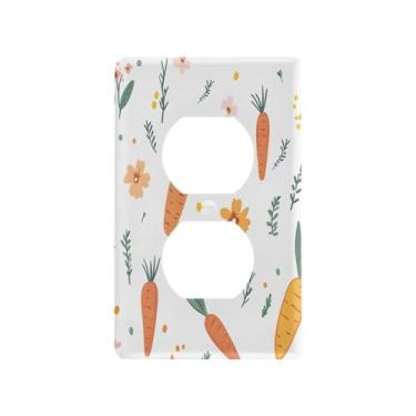 Imagem de Wassud Placa de cobertura de interruptor de luz com cenoura fofa decorativa para tomada de parede para tomadas elétricas duplex 4,53 x 2,76 polegadas
