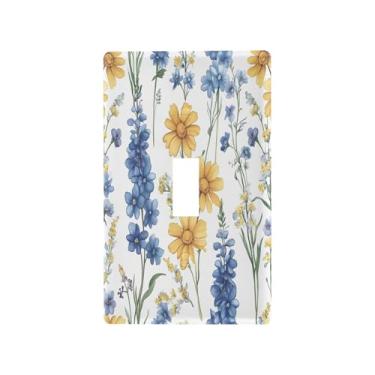 Imagem de Wassud Capa de interruptor de luz, placa de parede decorativa para tomadas elétricas, pétalas de flores graciosas, botão único, 11 x 6 cm