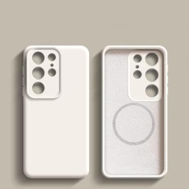 Imagem de Capa magnética de silicone líquido com carregamento sem fio para Samsung Galaxy S22 S23 S24 S25 Ultra Plus (para Galaxy S24+/Marfim)