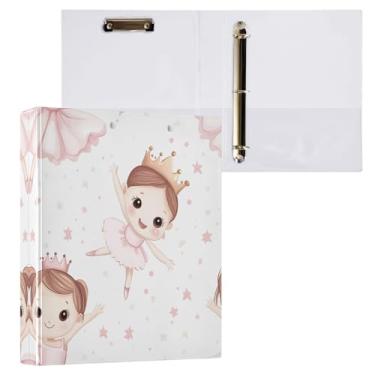 Imagem de STAYTOP Organizador de fichário redondo de balé para meninas, 3 argolas com prancheta (carta A4), fichário fofo para material de escritório escolar