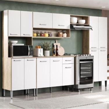 Imagem de Armário Cozinha Completa Arizona Plus Carvalho Com Branco Carraro - MÓ