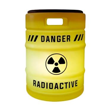 Imagem de Banco Abajur com Luminária, Polietileno, Tampo Madeira Envernizada, 41x30x30cm, Bivolt, Suporta 150kg, Branco