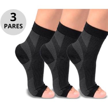 Imagem de KIT 3 PARES - Tornozeleira De Compressão Meias Sem Ponteira Unissex Or