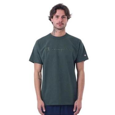 Imagem de Camiseta Champion Malhão Pes Mc Script Verde Masculino-Masculino