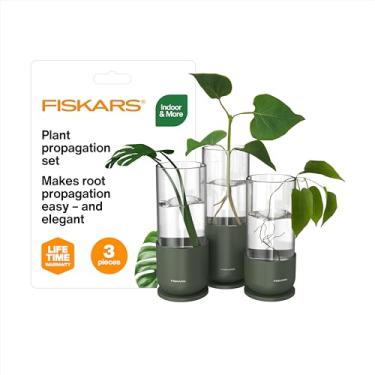 Imagem de Fiskars Conjunto de propagação de plantas, 3 peças – Vasos decorativos de propagação de vidro com bases de metal para enraizamento de mudas de plantas e telas hidropônicas