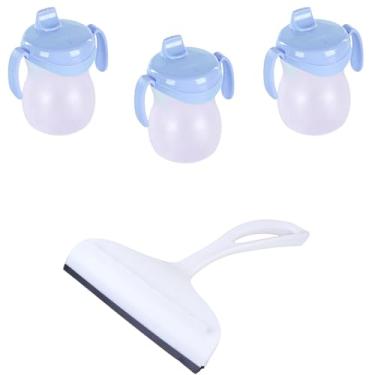 Imagem de Kit 2 Rodo de pia Branco e 3 Garrafa Plástica Infantil Azul 310ml