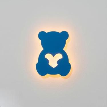 Imagem de Placa Luminosa LED Urso Infantil – Decoração Fofa Para Quarto - Sala ou Brinquedoteca - Menino e Menina (Azul)