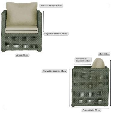 Imagem de 1 Poltrona Madri Alumínio Corda Náutica Estofado 7 Trama Verde