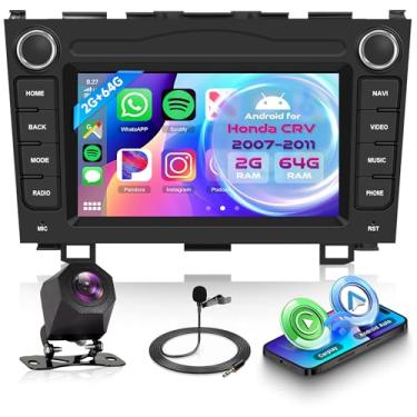 Imagem de Orderich Rádio automotivo Android 2G + 64G para Honda CRV 2007-2011 com carro sem fio CarPlay Android Auto, tela sensível ao toque de 17.8 cm, espelho estéreo para carro, navegação GPS, WiFi