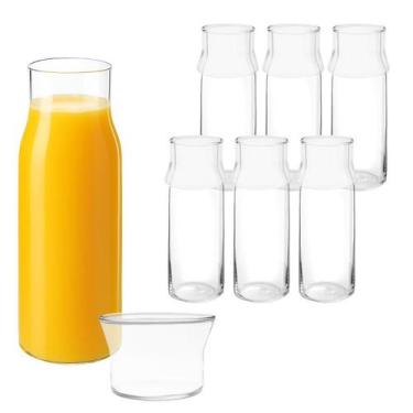 Imagem de Kit 6 Jarra Decanter Moringa 400ml Com Copo 110ml Água Suco Transparen