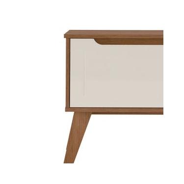 Imagem de Rack Artely Lotus com 1 Porta e 2 Nichos, 134cm de Largura, Ideal para TV de até 60`` – Cinamomo/Off White