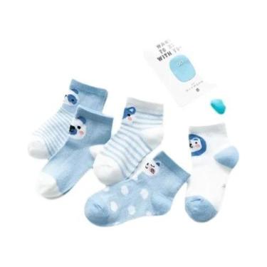 Imagem de Meias Infantis Para Bebês, 5 Pares, Malha De Algodão, Recém-nascidos, 