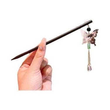 Imagem de Grampo De Cabelo De Madeira Com Franjas Florais Estilo Chinês Retrô Ac