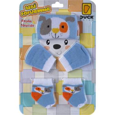 Imagem de Kit Touca Meias Luvas Macia Leve Para Bebês Recém Nascidos Menino - Du