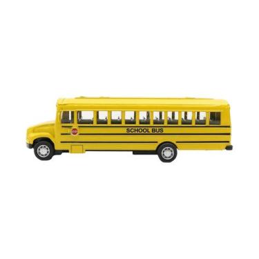 Imagem de Ônibus Escolar De Brinquedo Em Liga Metálica Escala 1:43 Amarelo 14CM 