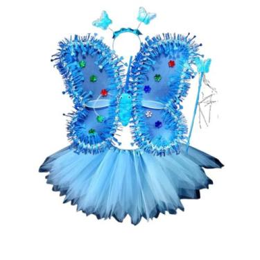 Imagem de Fantasia Borboleta Fada Saia Tule Asa Tiara Varinha Carnaval - Baby Pl