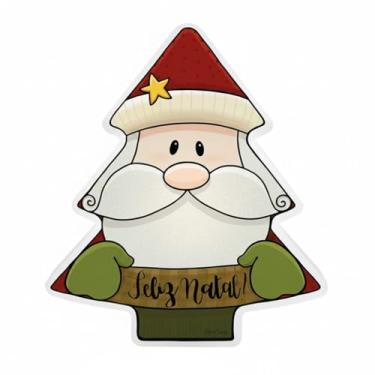 Imagem de Luminária Árvore de Natal Papai Noel, Polietileno, 29x25cm, LED Compatível, Feliz Natal, 110V/220V