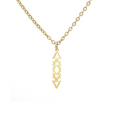 Imagem de PDOUSELF Colar alquímico com símbolos da terra e fogo de água para mulheres e homens colar de elemento de aço inoxidável ajustável delicado presente de Natal para namorada, esposa, mãe, 20, Aço