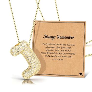 Imagem de Colar com letra de bolha, balões de ouro, corrente banhada a ouro delicada, pingente de alfabeto, colar com pingente de letras fofas, presentes para meninas adolescentes, coisas modernas, Metal, Sem