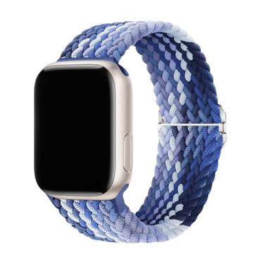 Imagem de Pulseira trançada elástica compatível com Apple Watch 49 mm, 46 mm, 45 mm, 44 mm, 42 mm, 41 mm, 40 mm, 38 mm para séries 11/10/9/8/7/6/5/4/3/SE/Ultra, 2 homens e mulheres (blueberry, 49/46/45/44/(42