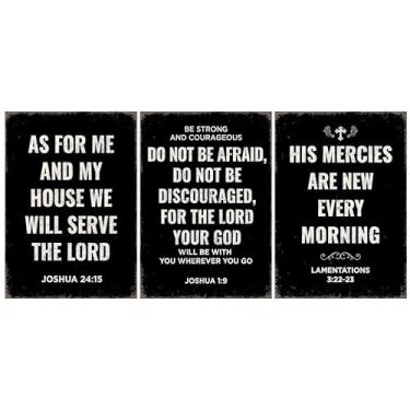 Imagem de 3 peças arte religiosa para parede texto bíblico cristão decoração de parede citações inspiradoras escrituras imagens pinturas preto e branco pôsteres impressos com base na fé sala de oração decoração