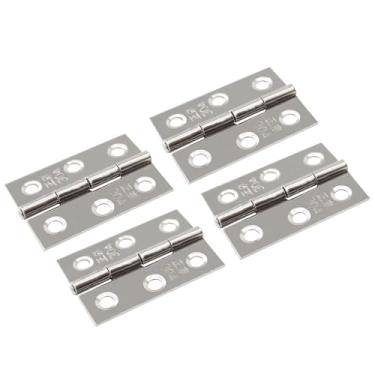 Imagem de Lamvbls 8 peças de aço inoxidável 304 mini dobradiças dobráveis de 5 cm com parafusos, dobradiças dobráveis para armários pequenos para artesanato