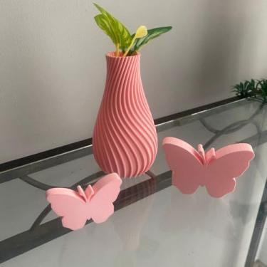 Imagem de Borboletas Decorativas com Vaso Lindo Objetos de Decoração Interior Sala e Quarto e Escritório para Amantes de Decoração Casa e Moradores(Kit Borboletas com Vasos decor)