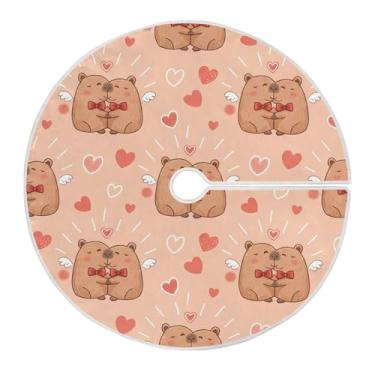 Imagem de Blueangle Saia de árvore de capivaras de desenho de dia dos namorados de 90 cm - decoração de árvore de feriado de poliéster macio resistente a rugas (13)