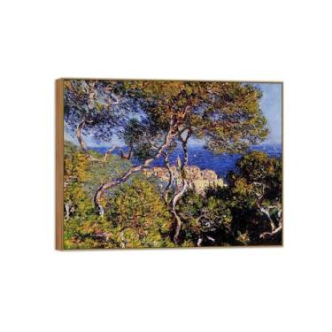 Imagem de BMZFYBS Claude Monet Famosa impressão em tela de parede pronta para pendurar - Bordighera-quadro de madeira para decoração de sala de estar 80 x 105 cm 31 x 41 pol