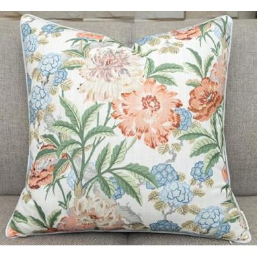 Imagem de Rudransha Tamal Garden Fronha decorativa decorativa com detalhes quadrados - Capa de almofada para sofá, cadeira de balanço e sofá - Capa deslizante de designer para sala de estar - 50 x 50 cm