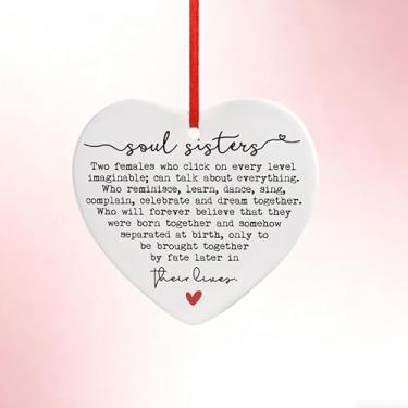 Imagem de Ideias de presente 2D planas, inspiradoras, enfeite de cerâmica para pendurar de 8 cm, presentes de aniversário para melhores amigos, decoração de volta às aulas para o dia dos namorados (irmãs almas)