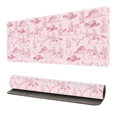 Imagem de Tapete de mesa de cowboy rosa, grande de couro PU, almofada de escritório com base antiderrapante, conjunto de teclado, decoração de mesa de casa, presente para mulheres e meninas, 50 x 29 cm x 29 cm