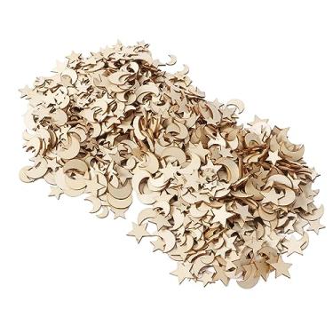 Imagem de Cryfokt Fatias de Recorte de Estrela de Lua de Madeira Durável de 1000 Peças para Artesanato DIY, Ideal para Festas, Casamentos e Decoração de Casa, Material de Placa de Choupo