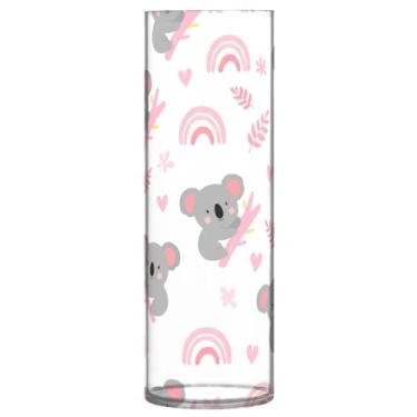 Imagem de CEBUGI Lindo vaso de flores de coala, 10 x 30 cm, vaso cilíndrico para flores, vaso transparente inquebrável para decoração de casa de festa de casamento