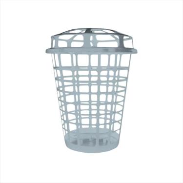 Imagem de Cesto Telado Grande 60 Litros para Guardar Brinquedos com Tampa(Cinza)