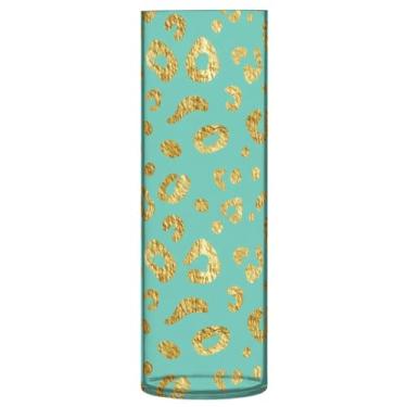 Imagem de CEBUGI Vaso de flores com estampa de leopardo 10 x 30 cm, vaso cilíndrico para flores, vaso transparente inquebrável para festa de casamento, decoração de casa