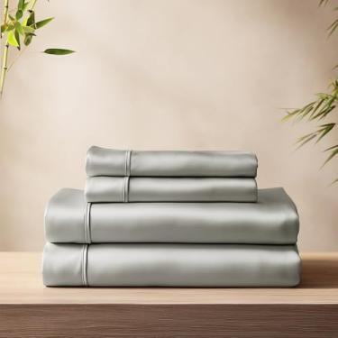 Imagem de Deconovo Jogo de cama refrescante de viscose de bambu – ultramacio, respirável, absorvente de umidade, lençol com elástico alto, fronhas envelope – Suave na pele, fácil de cuidar, sensação sedosa