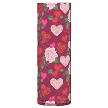 Imagem de CEBUGI Vaso de flores com corações de rosa, 10 x 30 cm, vaso cilíndrico para flores, vaso transparente inquebrável para festa de casamento, decoração de casa
