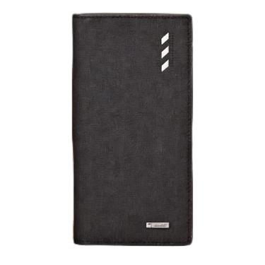 Imagem de Carteira masculina, carteira de couro ultrafina longa aberta com tecnologia segura, design fino com vários compartimentos para cartão de crédito (preto)