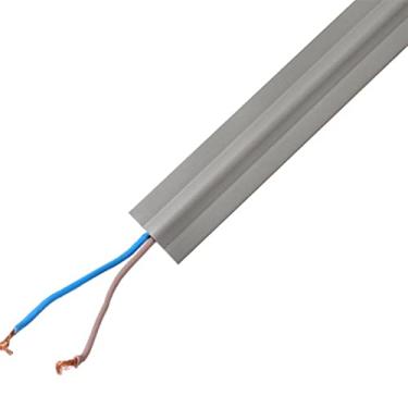 Imagem de GQQGSHOP Organizador de fios protetor de cabo de PVC de 2 m para proteger fios, capa autoadesiva sobre o piso, protetor de cabos, mantém os cabos no lugar sob as mesas (cinza, W (35 mm/1,37 pol))