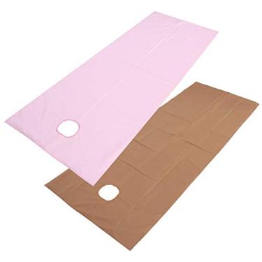 Imagem de Cryfokt Lençol de Massagem à Prova D'água Respirável à Prova de óleo para Salão de Beleza, Feito de Fibra de Poliéster de , 78,7 X 29,5 pol., 2 Unidades para Clubes de Massagem/spa (rosa + café escuro)