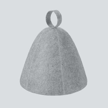 Imagem de 1 touca de banho de feltro para sauna que absorve água minimalista chapéu de secagem de cabelo cinza com laço para pendurar em fontes termais, spa e banheiro, cinza
