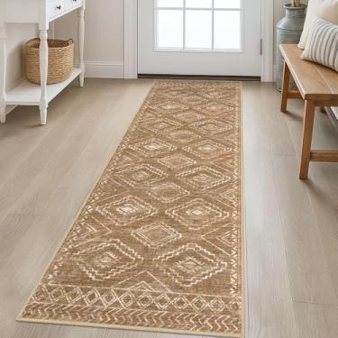 Imagem de KILOCOCO Tapete de corredor lavável de 5 x 15 cm, tapetes macios Boho para corredores, antiderrapante, estampado, desgastado, tapetes de lavanderia, tapetes baixos para entrada/quarto/sala de estar
