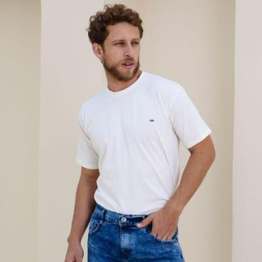 Imagem de Camiseta Branca Sem Estampa Lisa Masculina De Gola Redonda - Ss Jeans,