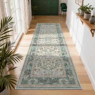 Imagem de GarveeHome Tapetes de corredor de Natal 5 x 15 cm tapete antiderrapante lavável para corredores, tapetes boho vintage com suporte de borracha tapete de férias interno de baixa pilha para entrada