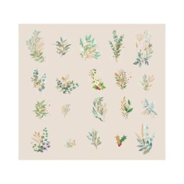 Imagem de Adesivos Decorativos Vintage Folha Verde Flor Com Efeito Dourado 40 Pe