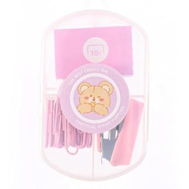 Imagem de Conjunto criativo de papelaria – 400 grampos, grampeador e 20 clipes de papel para estudantes