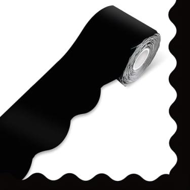 Imagem de Bordas pretas recortadas de quadro de avisos, bordas de quadro de avisos, bordas recortadas para sala de aula, para decoração de sala de aula, tiras de decoração de portas de avisos