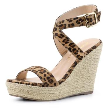 Imagem de Allegra K sandália feminina com alças cruzadas e calcanhar, Leopard, 8.5