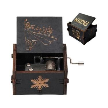 Imagem de Caixa De Música De Madeira Com Manivela, Papai Noel Congelado, Present